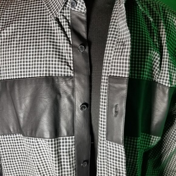 Sovereign Code Mens XXL Black White Plaid Faux Leather Accents Retro Western - Picture 6 of 12